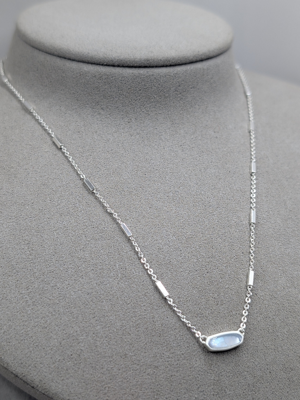 Kendra Scott Rufus Silver Simulated Opal Station Necklace M334